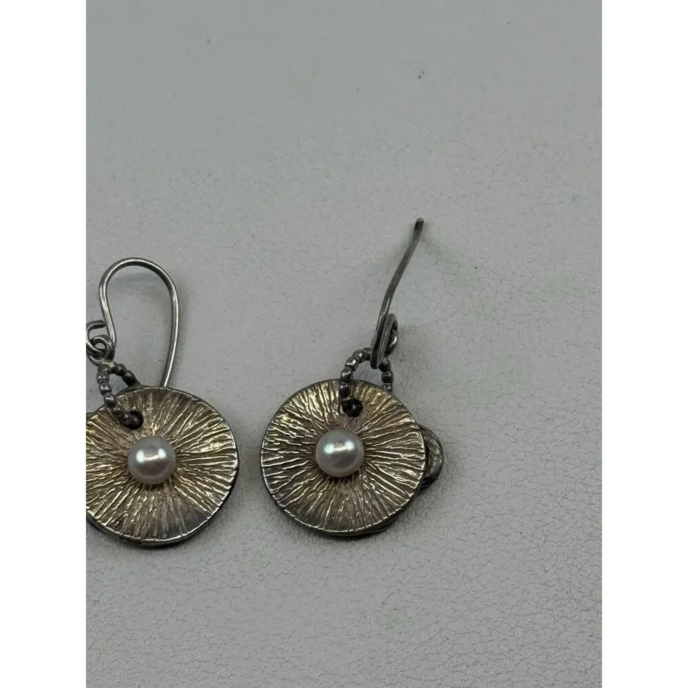 Didae Israel Sterling Silver Hook Pierced Earrings Real Pearl